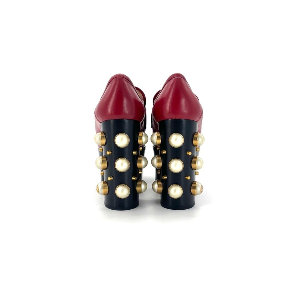 Gucci Vegas Pearl Horsebit Platform High Block Heel Loafers 37 - Picture 6 of 10